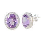 Renata Purple Stud Earrings with Sparkling Design